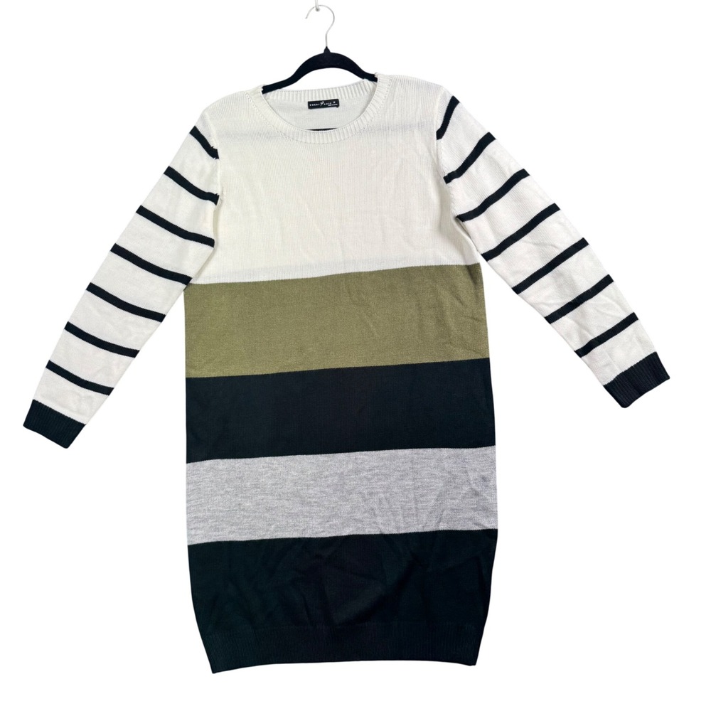 Emery Rose Colorblock Sweater Dress Women's Medium Striped Cozy Knit Preppy